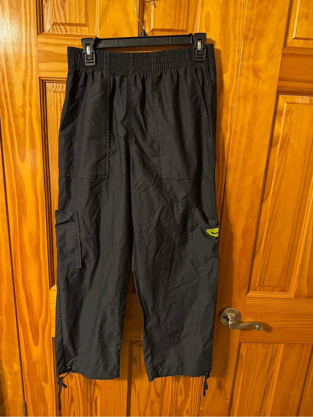 Nike Black Jogger-Style Cargo Sweatpants with Lime Logo